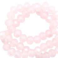 Faceted glass beads 3x2mm rondelle Delicacy rose opal-pearl shine coating
